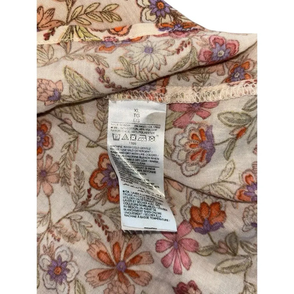 Old Navy Women's Blouse Size XL Floral Boho Long Sleeve Lace Button Down - Picture 4 of 8